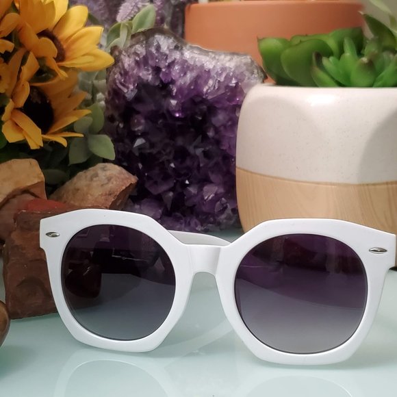 Accessories - White Hexagon Chunky Sunglasses